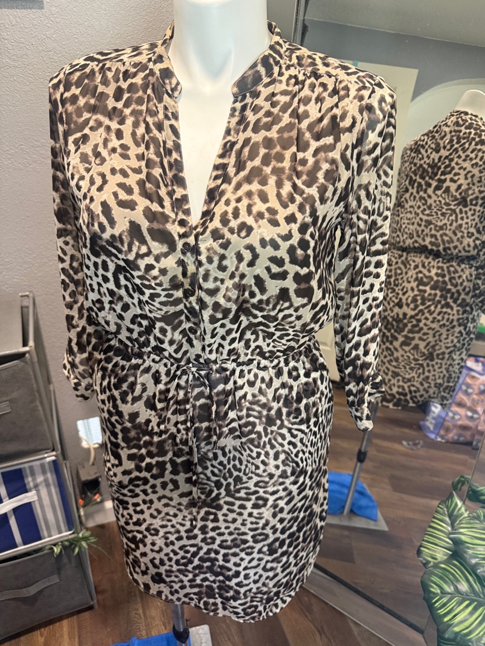 Vince Camuto Black & White Leopard Print Open-Front Jacket